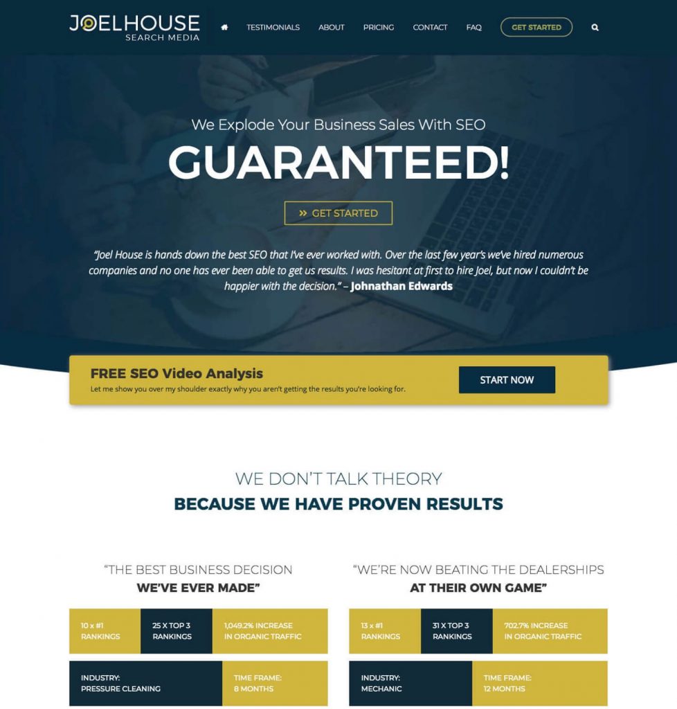 WP Runner Customer Joel House Website Redesign