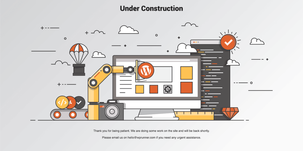 Under construction WordPress page example